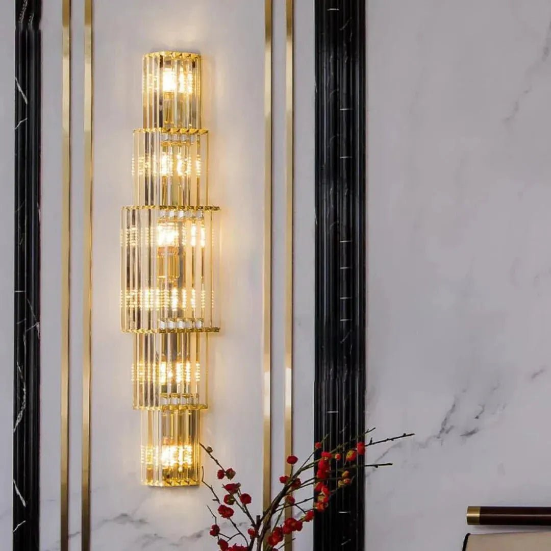 Light Luxury Crystal Layered Wall Lamp - Dia 7.9″(20cm) x H 31.5″(80cm)Blushlighting