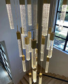 Light Luxury Glacier Bubble Crystsal Chandelier in Gold/Chrome/Black Finish for Staircase/Foyer - Square Canopy/41 Lights/L35.4"*W35.4"*H118.1"BlackBlushlighting