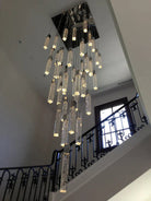 Light Luxury Glacier Bubble Crystsal Chandelier in Gold/Chrome/Black Finish for Staircase/Foyer - Square Canopy/13 Lights/L19.68"*W19.68"*H118.1"ChromeBlushlighting