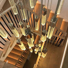Light Luxury Glacier Bubble Crystsal Chandelier in Gold/Chrome/Black Finish for Staircase/Foyer - Rectangle Canopy/3 Lights/L35.4"*W7.08"*H118.1"GoldBlushlighting