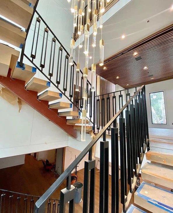 Light Luxury Glacier Bubble Crystsal Chandelier in Gold/Chrome/Black Finish for Staircase/Foyer - Square Canopy/41 Lights/L35.4"*W35.4"*H118.1"GoldBlushlighting