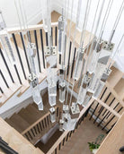 Light Luxury Glacier Bubble Crystsal Chandelier in Gold/Chrome/Black Finish for Staircase/Foyer - Square Canopy/41 Lights/L35.4"*W35.4"*H118.1"BlackBlushlighting