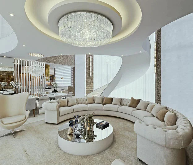 Light Luxury Round/Oval Flush Mount Crystal Chandelier-Chandeliers-Blushlighting-Blushlighting