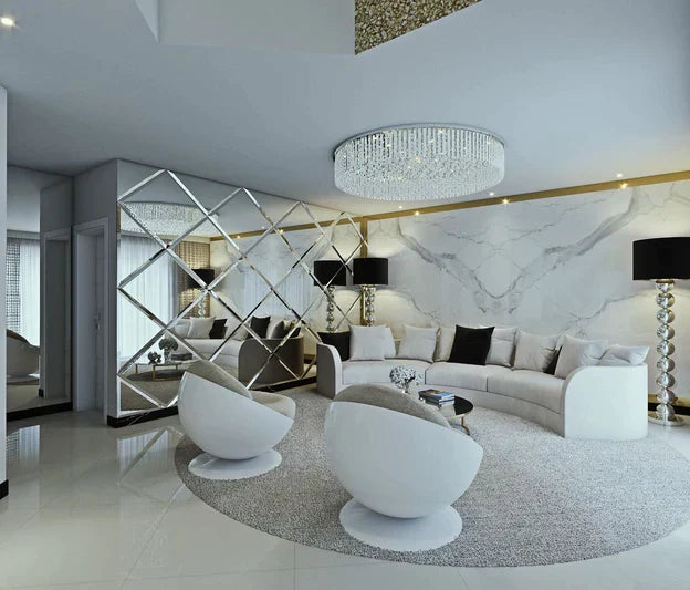 Light Luxury Round/Oval Flush Mount Crystal Chandelier-Chandeliers-Blushlighting-Blushlighting