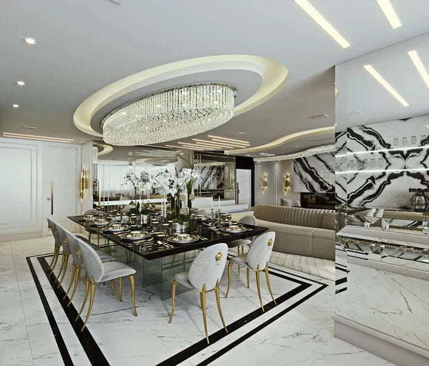 Light Luxury Round/Oval Flush Mount Crystal Chandelier-Chandeliers-Blushlighting-Blushlighting