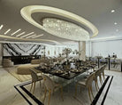 Light Luxury Round/Oval Flush Mount Crystal Chandelier - Oval: L31.5"*W15.8"*H11.8"Warm LightBlushlighting