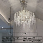 Light Luxury Silver Flower Branch Chandelier with Icicle Details for Bedroom Dining Room and Hallway - 9 Lights/D 23.6"*H 27.8"Warm LightBlushlighting