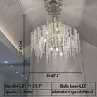 Light Luxury Silver Flower Branch Chandelier with Icicle Details for Bedroom Dining Room and Hallway - 24 Lights/D 47.2"*H 55.7"Warm LightBlushlighting
