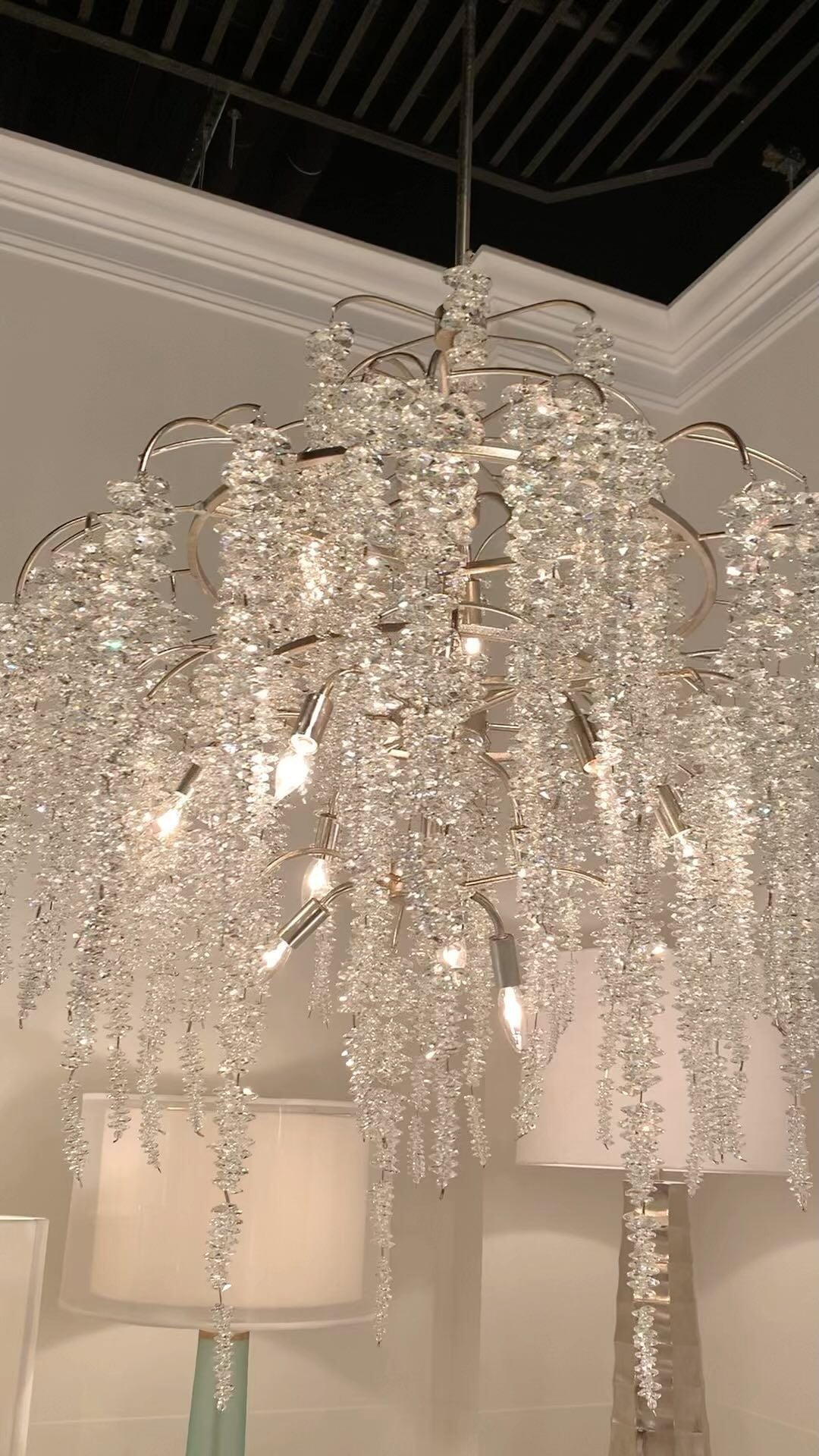 Light Luxury Silver Flower Branch Chandelier with Icicle Details for Bedroom Dining Room and Hallway - 9 Lights/D 23.6"*H 27.8"Warm LightBlushlighting