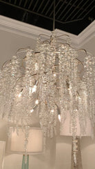 Light Luxury Silver Flower Branch Chandelier with Icicle Details for Bedroom Dining Room and Hallway - 9 Lights/D 23.6"*H 27.8"Warm LightBlushlighting