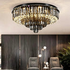 Light Luxury Smoke Gray Round Crystal Flush Mount - D59.28''*H23.8''/107.6kgWarm LightBlushlighting