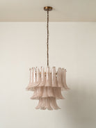 Lonso Taupe Mid-Century Brass & Glass Chandelier – Vintage Glam