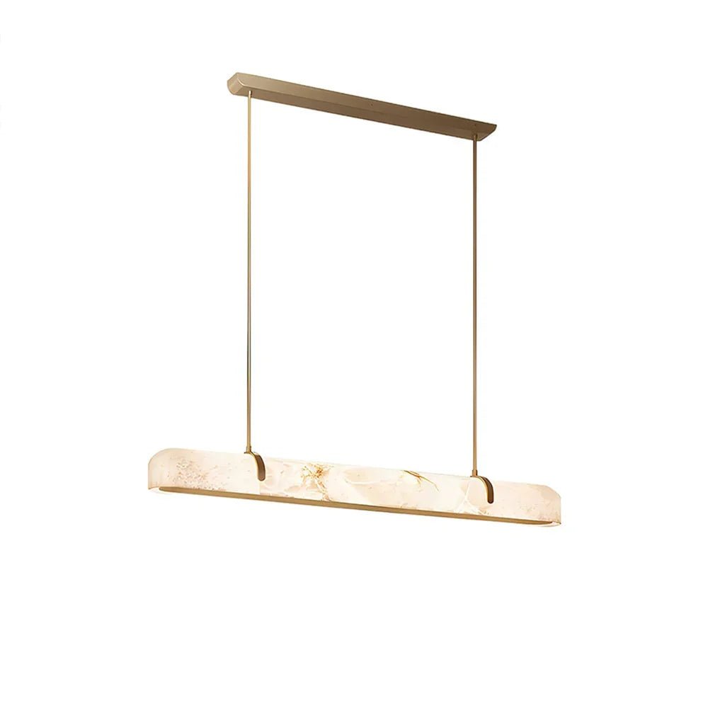 Linear Alabaster Chandelier, Kitchen Island Pendant Light - L 60cm x W 9cm x H 9cm / L 23.6″ x W 3.5″ x H 3.5″Brass & WhiteWarm LightBlushlighting