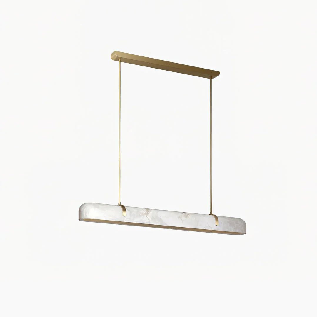 Linear Alabaster Chandelier, Kitchen Island Pendant Light - L 60cm x W 9cm x H 9cm / L 23.6″ x W 3.5″ x H 3.5″Brass & WhiteWarm LightBlushlighting