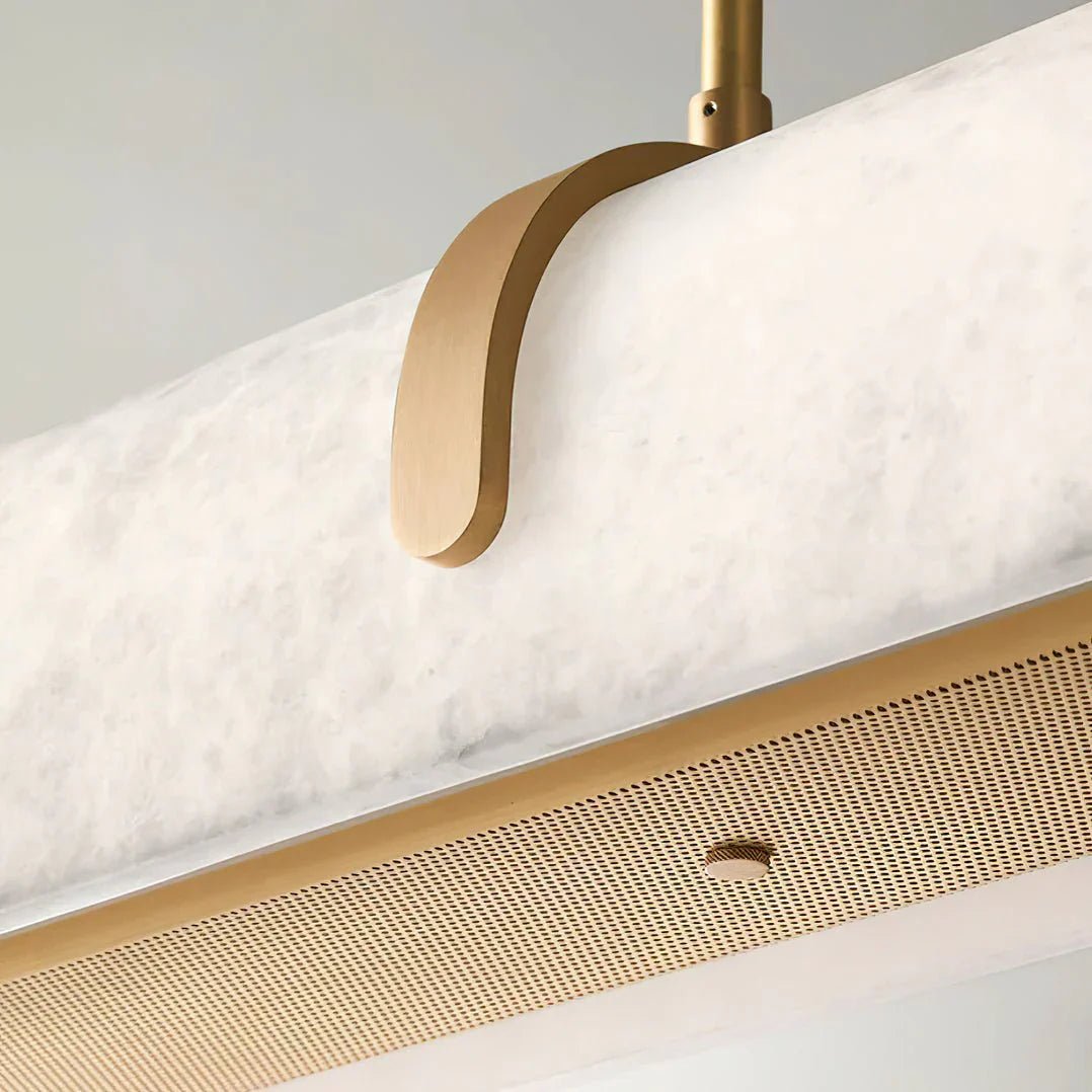 Linear Alabaster Chandelier, Kitchen Island Pendant Light - L 60cm x W 9cm x H 9cm / L 23.6″ x W 3.5″ x H 3.5″Brass & WhiteWarm LightBlushlighting