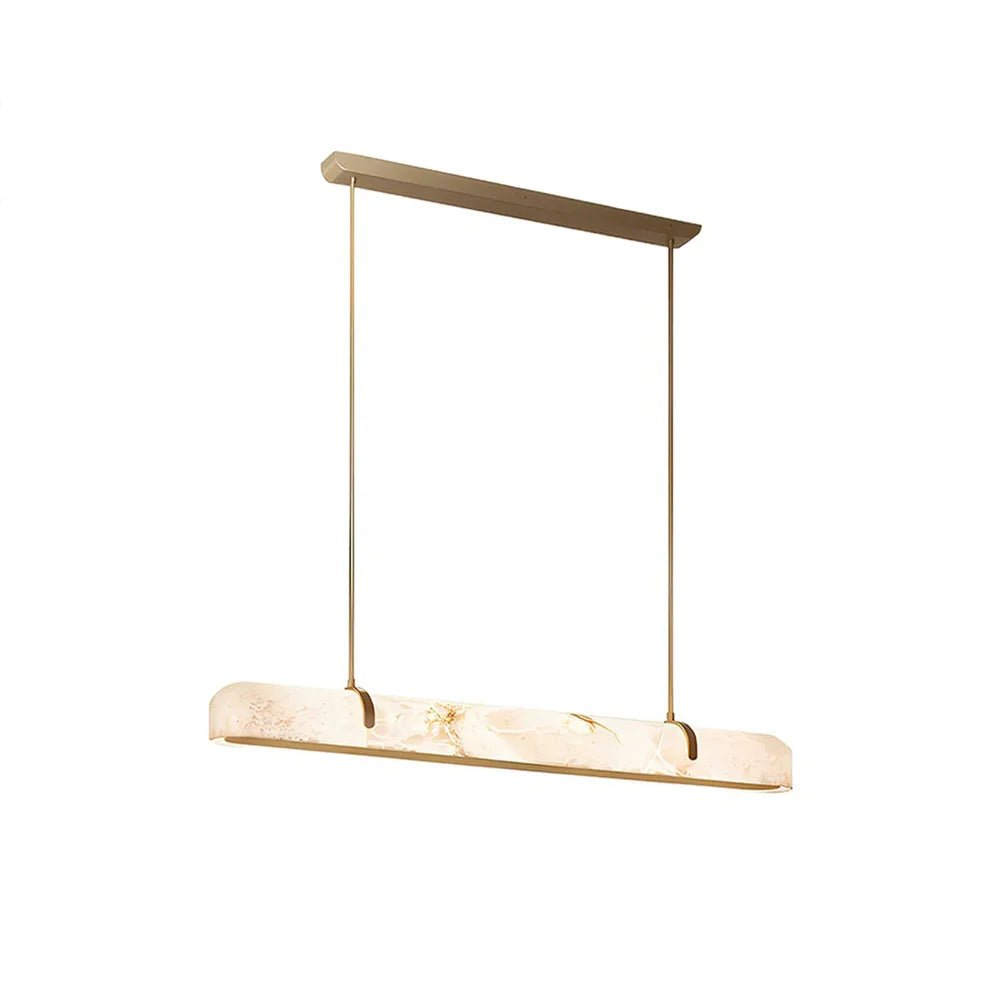 Linear Alabaster Chandelier, Kitchen Island Pendant Light - L 60cm x W 9cm x H 9cm / L 23.6″ x W 3.5″ x H 3.5″Brass & WhiteWarm LightBlushlighting