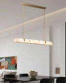 Linear Alabaster Chandelier, Kitchen Island Pendant Light - L 60cm x W 9cm x H 9cm / L 23.6″ x W 3.5″ x H 3.5″Brass & WhiteWarm LightBlushlighting