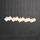 Linear Alabaster Cube Chandelier 6-Light Brass Island Pendant Light - 10-Lights ∅ 47.2" x H 3.9"Gold & WhiteBlushlighting