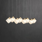 Linear Alabaster Cube Chandelier 6-Light Brass Island Pendant Light - 8-Lights ∅ 37.8" x H 3.9"Gold & WhiteBlushlighting