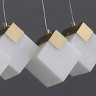 Linear Alabaster Cube Chandelier 6-Light Brass Island Pendant Light - 10-Lights ∅ 47.2" x H 3.9"Gold & WhiteBlushlighting