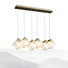 Linear Alabaster Cube Chandelier 6-Light Brass Island Pendant Light - 10-Lights ∅ 47.2" x H 3.9"Gold & WhiteBlushlighting