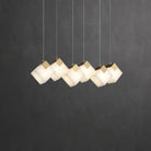 Linear Alabaster Cube Chandelier 6-Light Brass Island Pendant Light - 10-Lights ∅ 47.2" x H 3.9"Gold & WhiteBlushlighting
