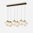 Linear Alabaster Cube Chandelier 6-Light Brass Island Pendant Light - 6-Lights ∅ 27.6" x H 3.9"Gold & WhiteBlushlighting