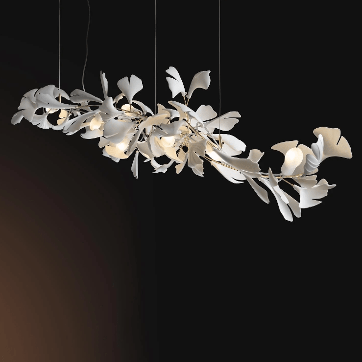 Linear Ginkgo Ceramic Chandelier for Dining Room/Kitchen Island-Chandeliers-Blushlighting-Blushlighting