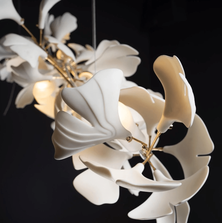 Linear Ginkgo Ceramic Chandelier for Dining Room/Kitchen Island-Chandeliers-Blushlighting-Blushlighting