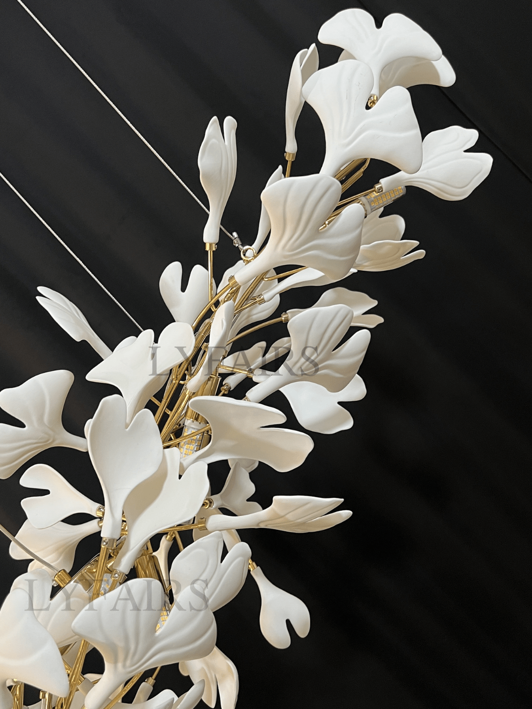 Linear Ginkgo Ceramic Chandelier for Dining Room/Kitchen Island-Chandeliers-Blushlighting-Blushlighting
