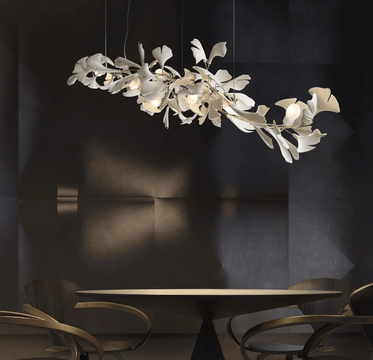 Linear Ginkgo Ceramic Chandelier for Dining Room/Kitchen Island-Chandeliers-Blushlighting-Blushlighting