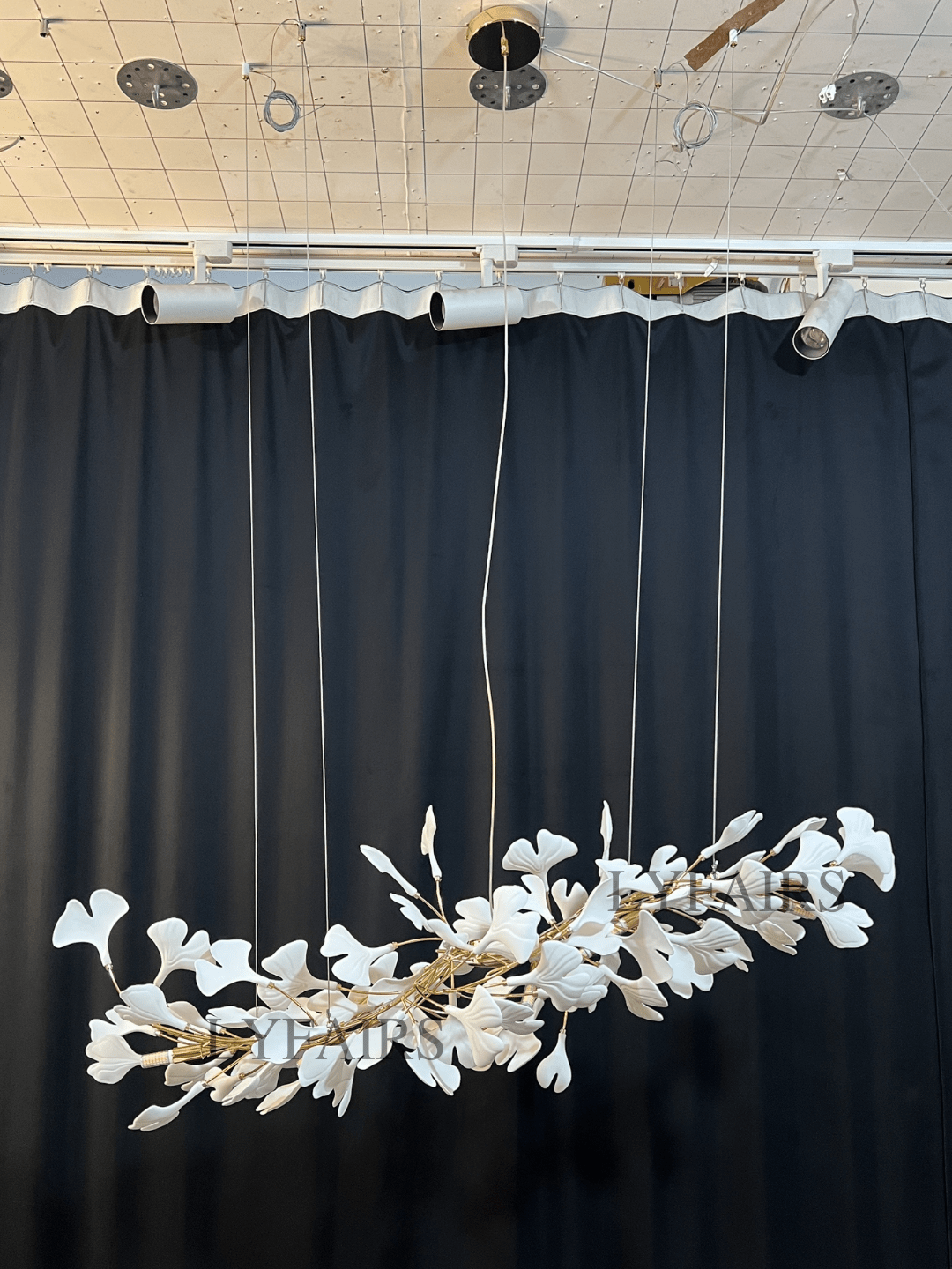 Linear Ginkgo Ceramic Chandelier for Dining Room/Kitchen Island-Chandeliers-Blushlighting-Blushlighting