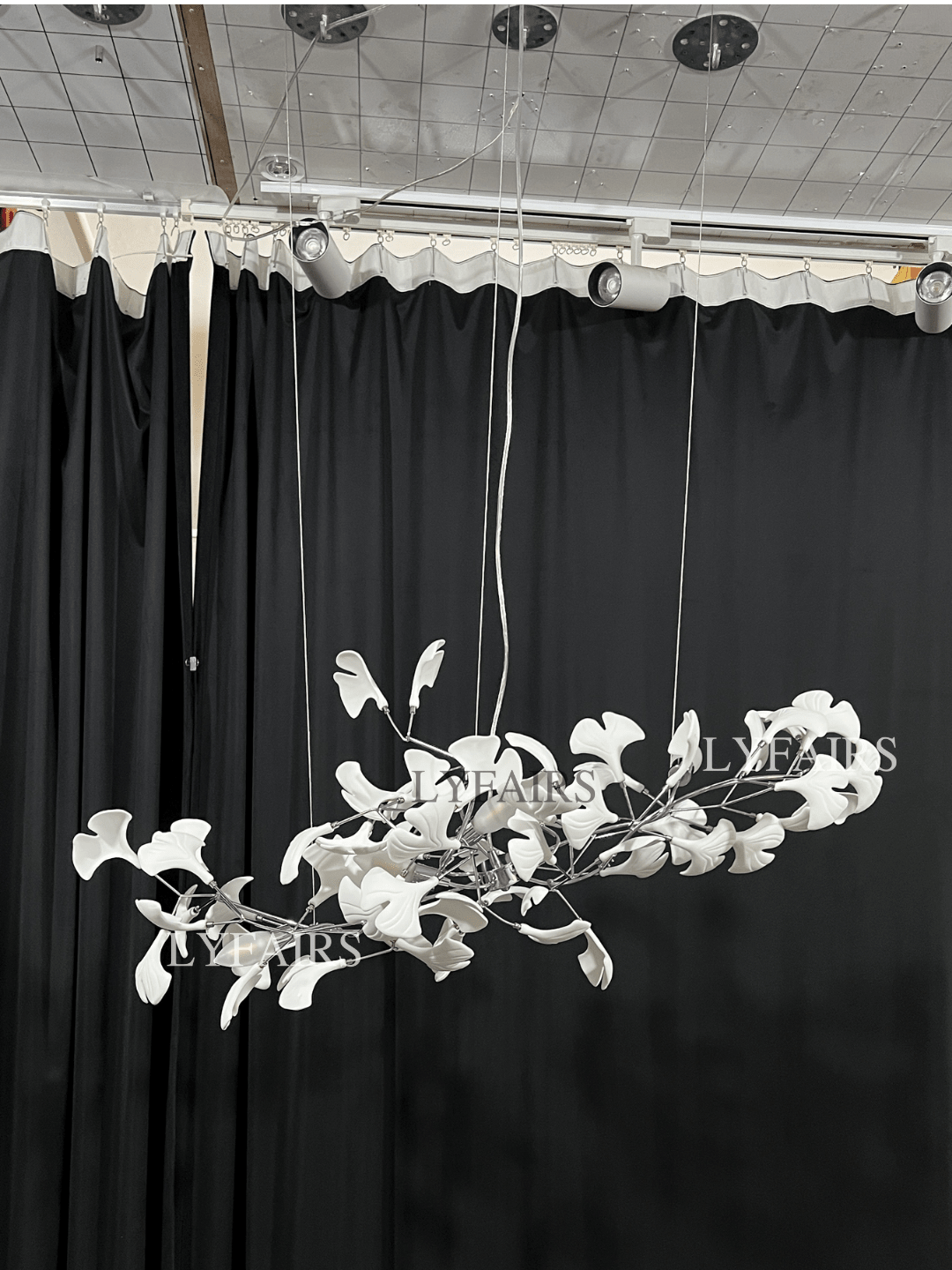 Linear Ginkgo Ceramic Chandelier for Dining Room/Kitchen Island-Chandeliers-Blushlighting-Blushlighting