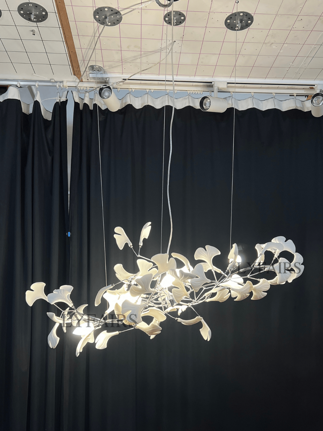 Linear Ginkgo Ceramic Chandelier for Dining Room/Kitchen Island-Chandeliers-Blushlighting-Blushlighting