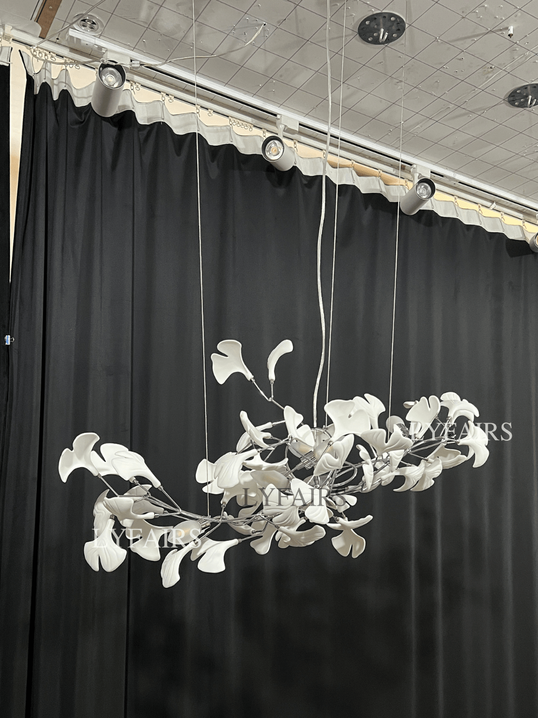 Linear Ginkgo Ceramic Chandelier for Dining Room/Kitchen Island-Chandeliers-Blushlighting-Blushlighting