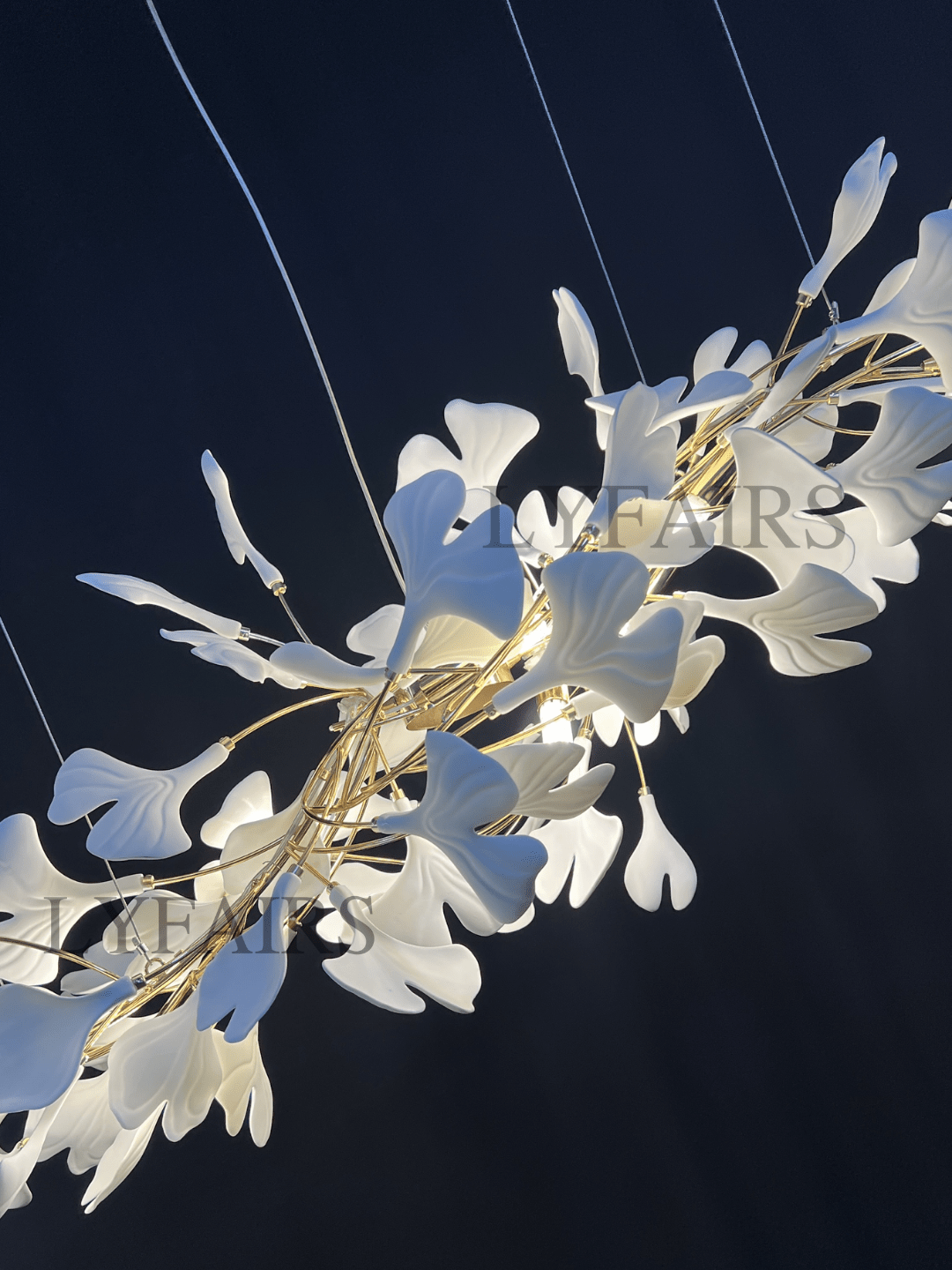 Linear Ginkgo Ceramic Chandelier for Dining Room/Kitchen Island-Chandeliers-Blushlighting-Blushlighting