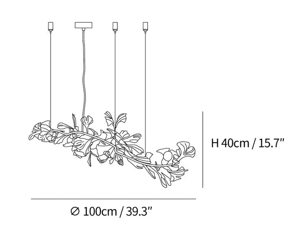 Linear Ginkgo Ceramic Chandelier for Dining Room/Kitchen Island-Chandeliers-Blushlighting-Blushlighting