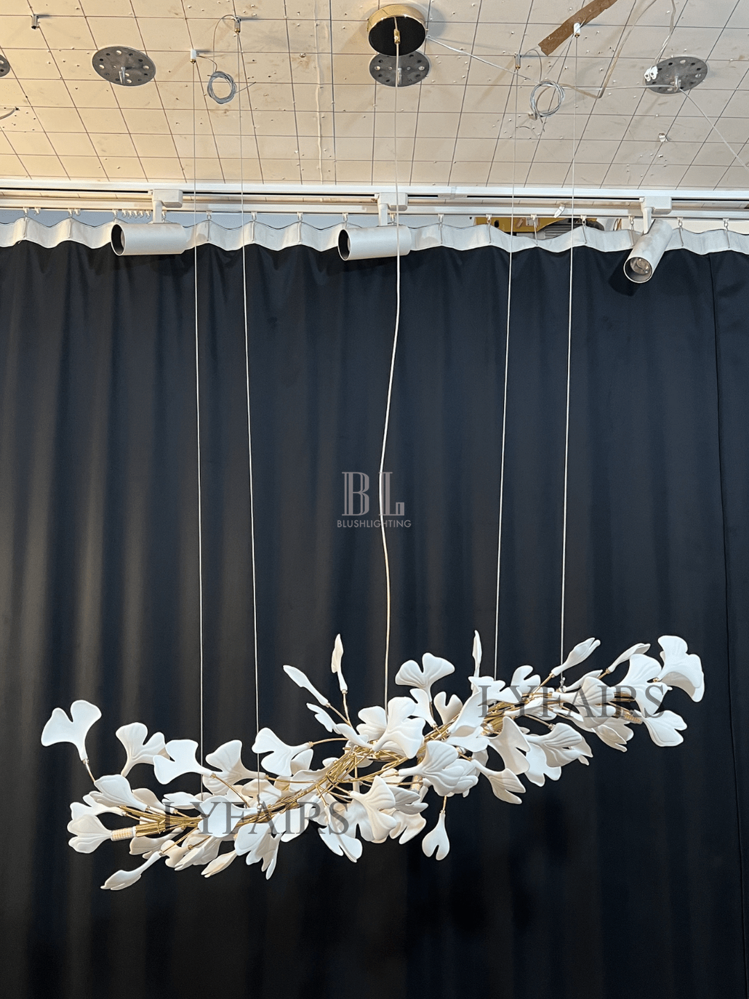 Linear Ginkgo Ceramic Chandelier for Dining Room/Kitchen Island-Chandeliers-Blushlighting-Blushlighting