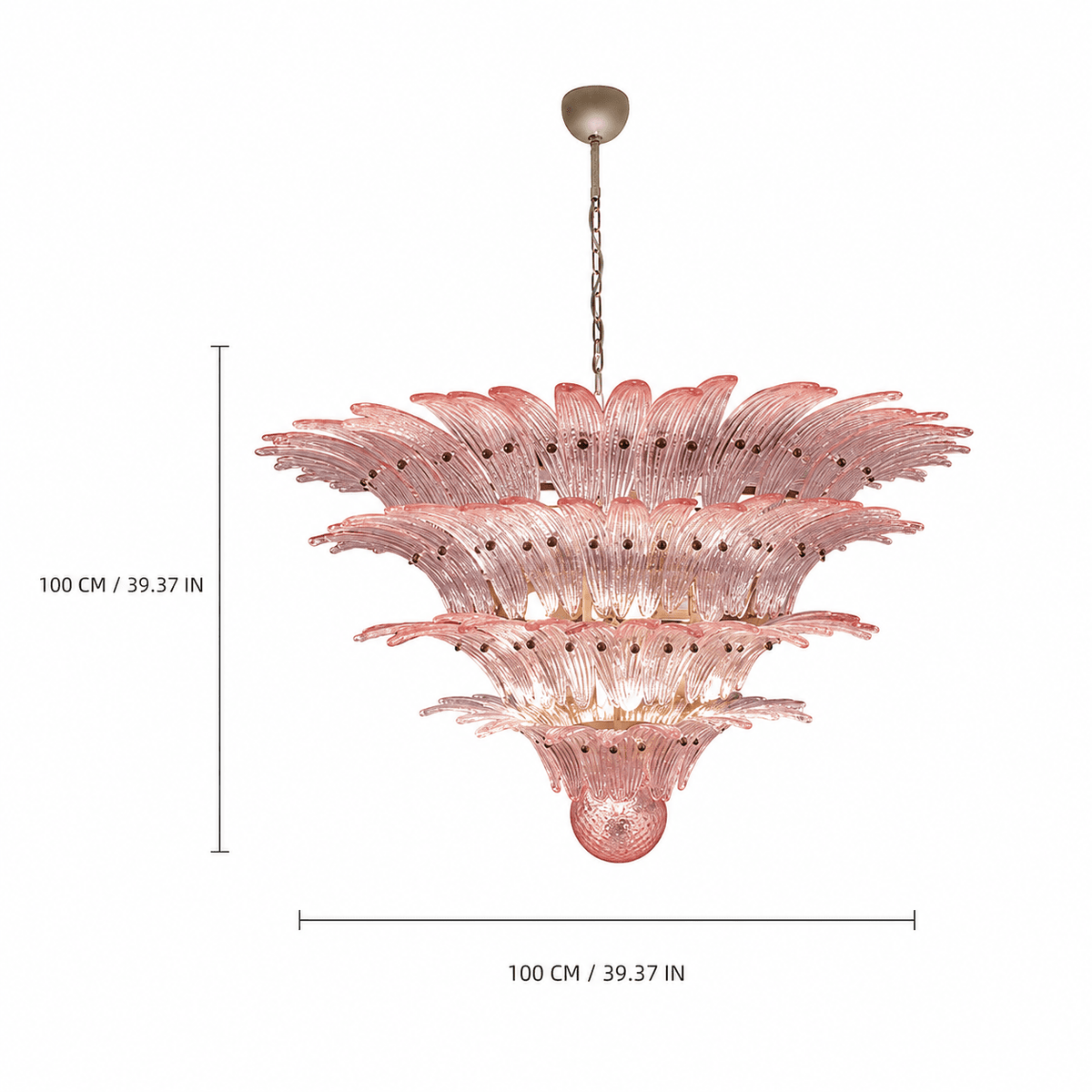 Living Room Chandelier | Sculptural Floral Glass Style | Floralys - PinkD39.4” × H39.4” (4 Tiers)Blushlighting