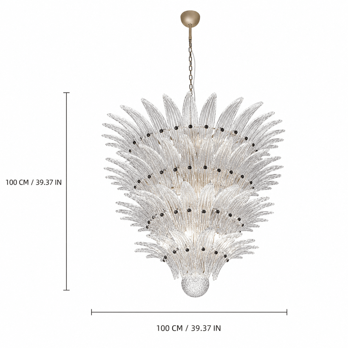 Living Room Chandelier | Sculptural Floral Glass Style | Floralys - ClearD39.4” × H39.4” (4 Tiers)Blushlighting