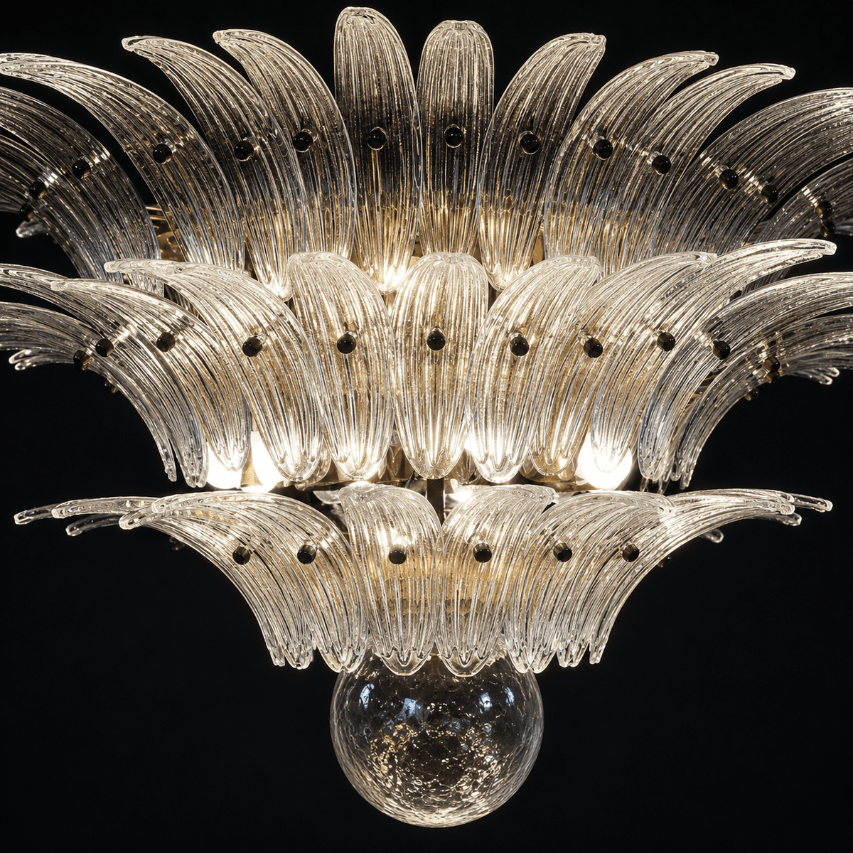 Living Room Chandelier | Sculptural Floral Glass Style | Floralys - ClearD23.6” × H23.6” (2 Tiers)Blushlighting
