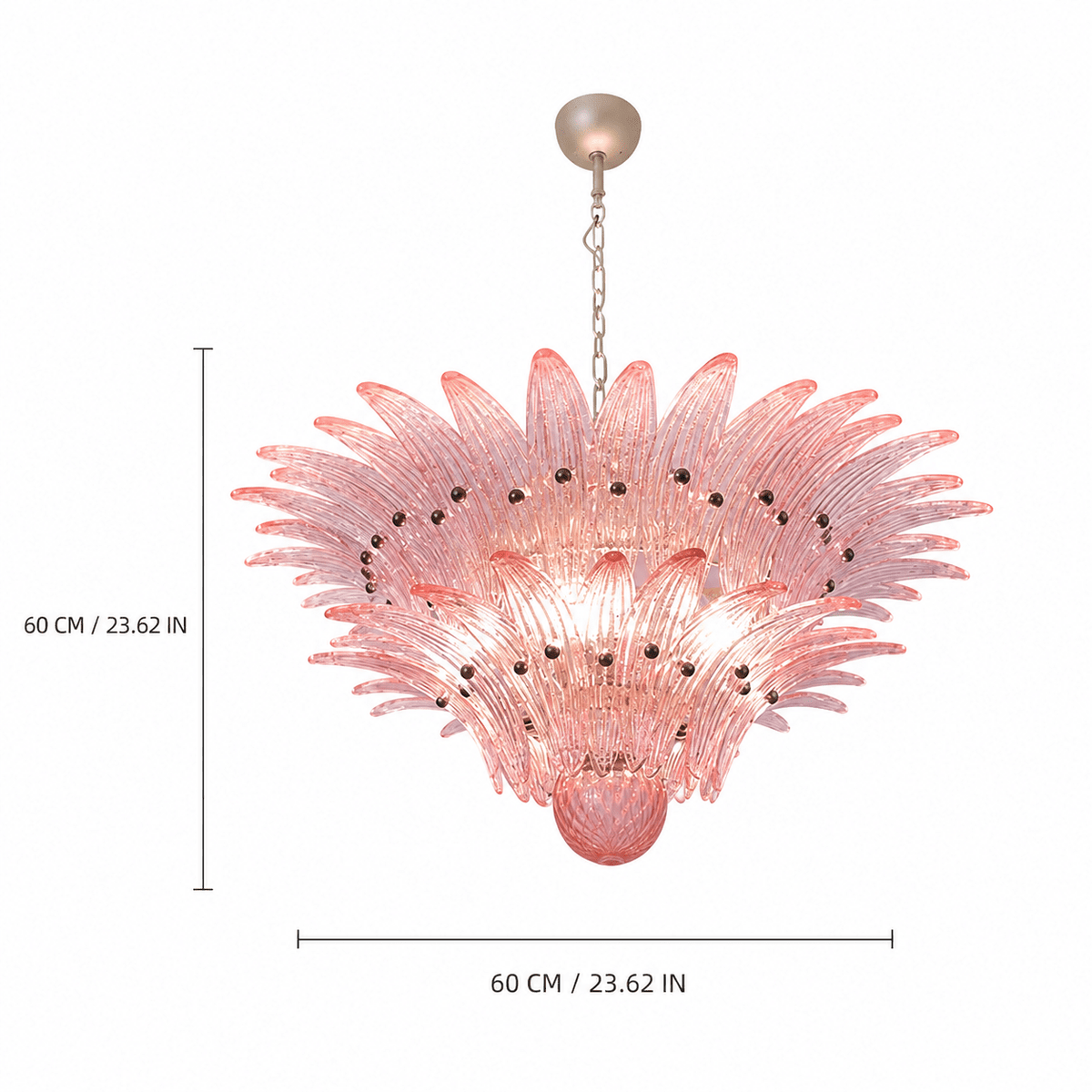 Living Room Chandelier | Sculptural Floral Glass Style | Floralys - PinkD23.6” × H23.6” (2 Tiers)Blushlighting
