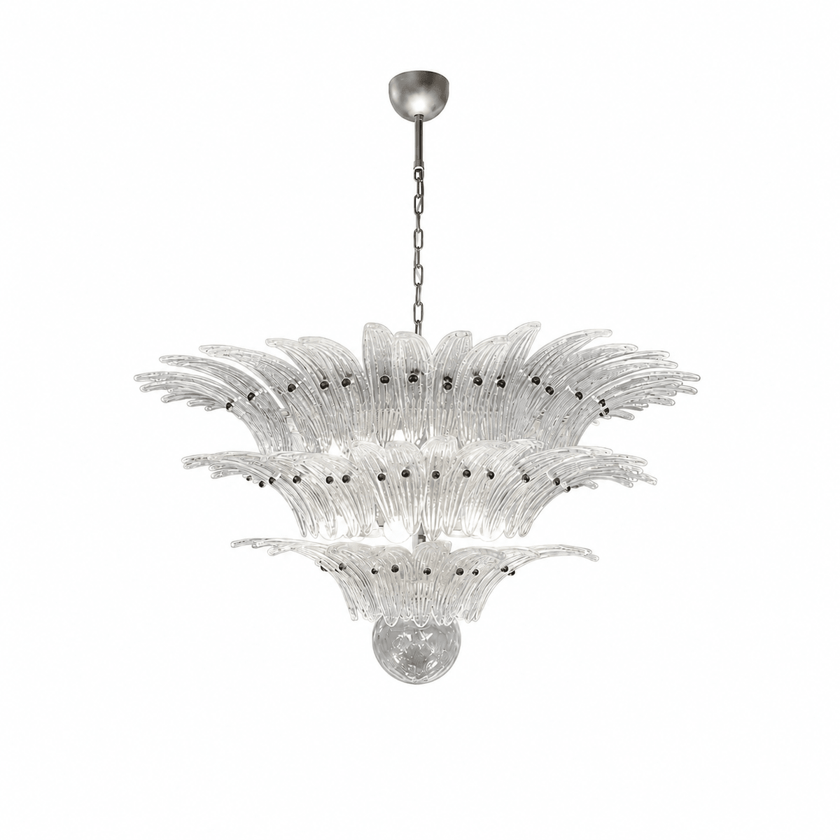 Living Room Chandelier | Sculptural Floral Glass Style | Floralys - ClearD23.6” × H23.6” (2 Tiers)Blushlighting