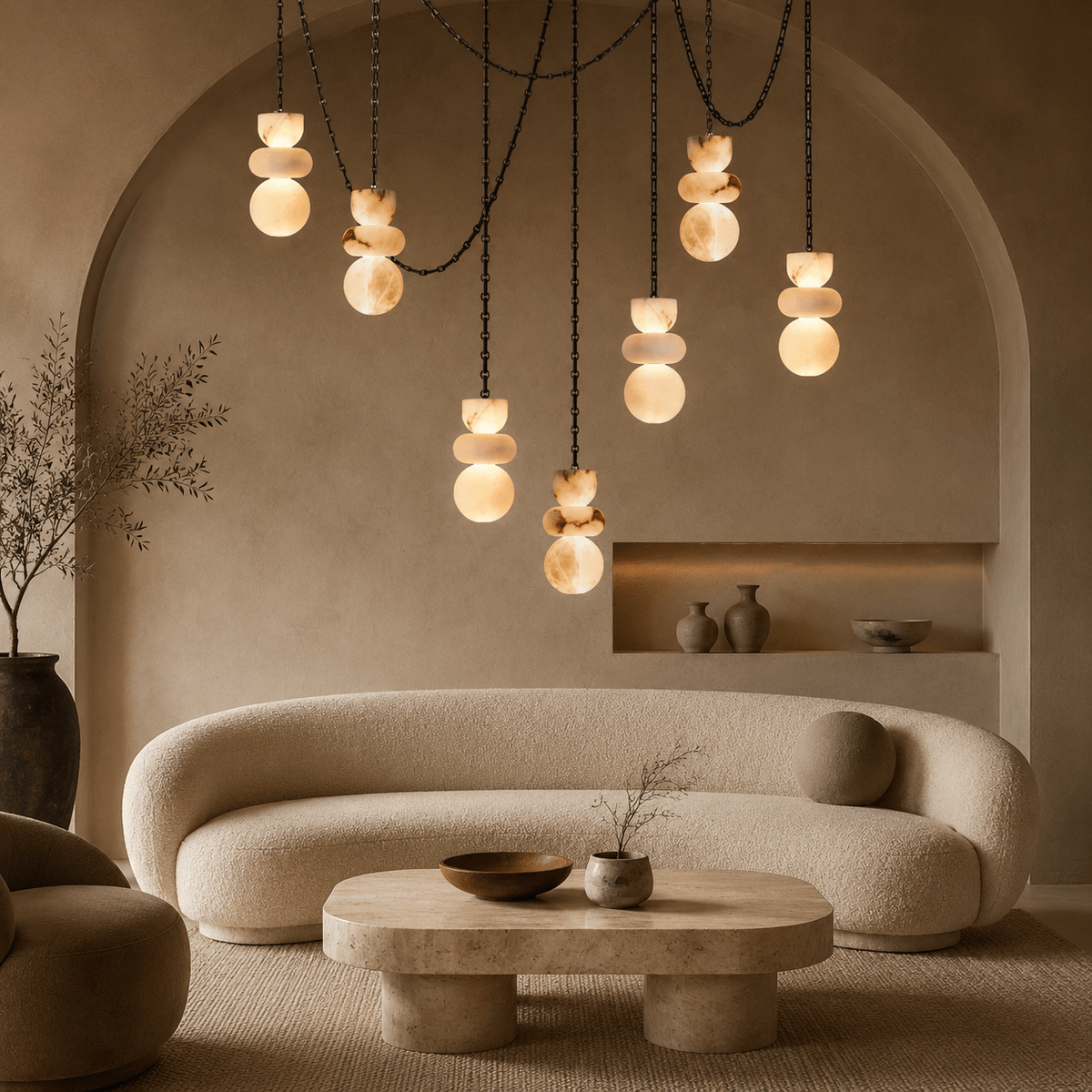 Living Room Chandelier – Sculptural Modern Aurelia - 1 Light - D4” x H8” (A Style)Blushlighting