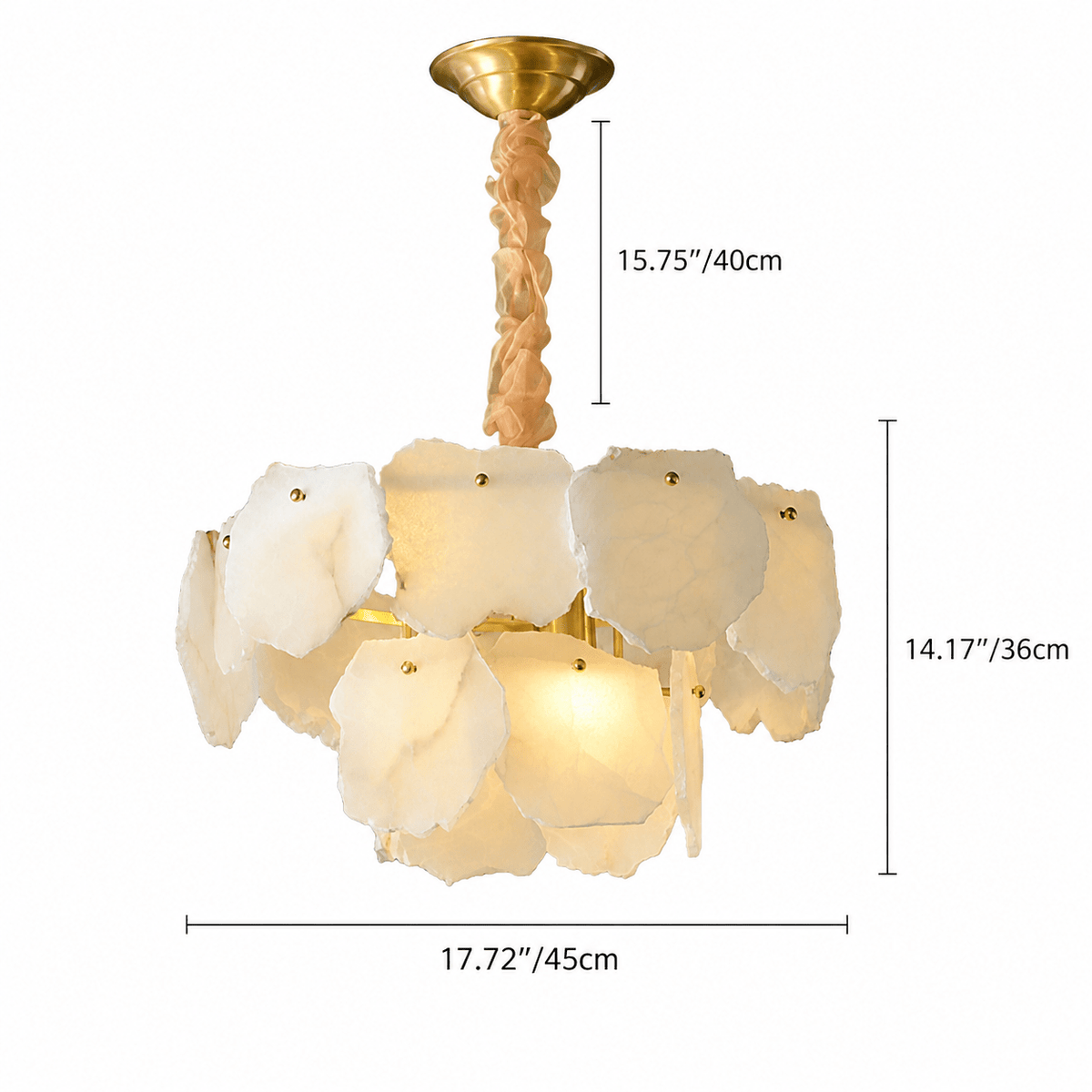 Living Room Chandelier | Spanish Alabaster French Art Deco | Celestara - Ø45 cmBlushlighting