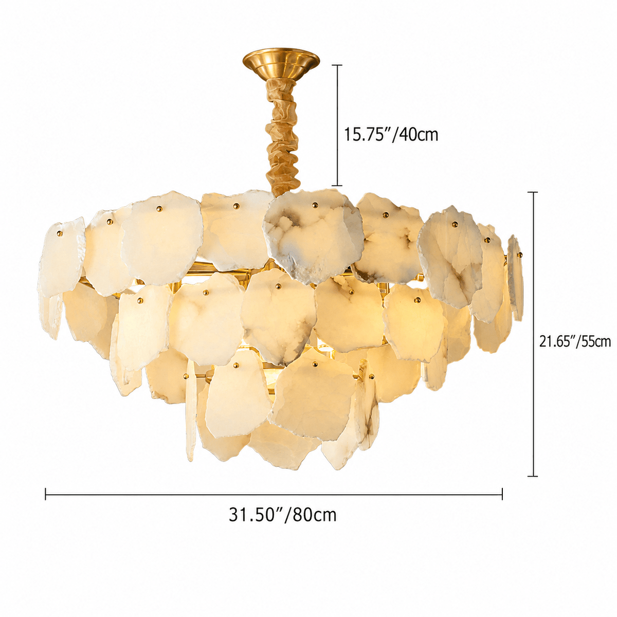 Living Room Chandelier | Spanish Alabaster French Art Deco | Celestara - Ø80 cmBlushlighting