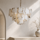 Living Room Chandelier | Spanish Alabaster French Art Deco | Celestara - Ø45 cmBlushlighting