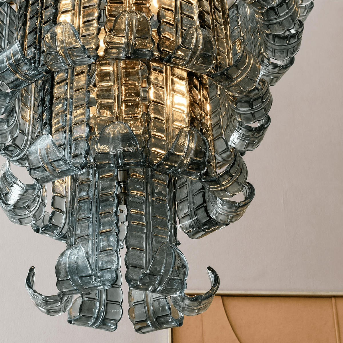 Living Room Tiered Chandelier | Murano-Style Glass | Celestine - Vintage greenBlushlighting