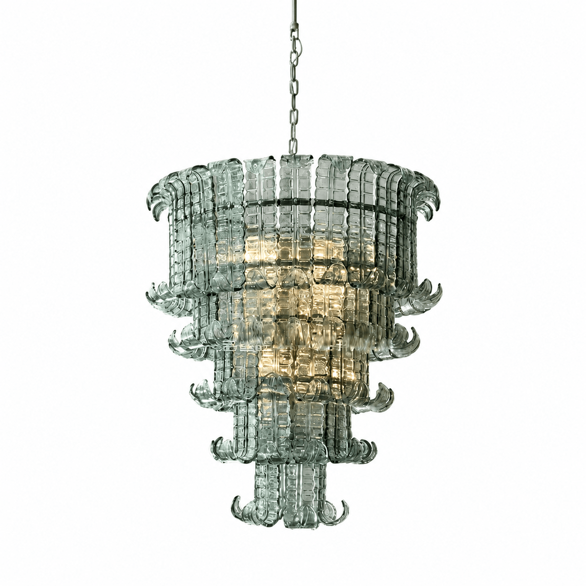 Living Room Tiered Chandelier | Murano-Style Glass | Celestine - Vintage greenBlushlighting
