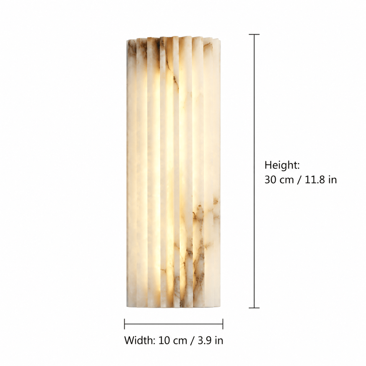 Living Room Wall Sconce | Fluted Alabaster Minimalist | Ribelle - H30 x W10 cm (11.8 x 3.9 in)Blushlighting